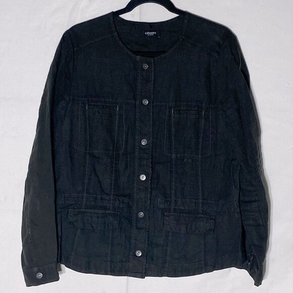 Olsen Europe Green  Linen Utility Style Light Jacket M/L - Picture 15 of 15